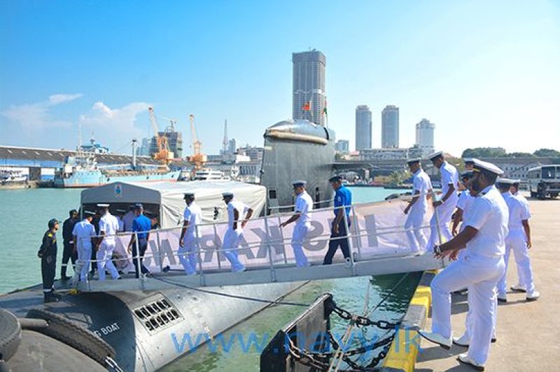 Submarine INS 'Karanj' departs island