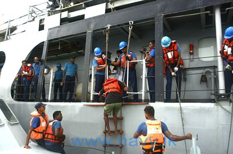 Navy rescues 07 fishermen on fire-hit fishing trawler 
