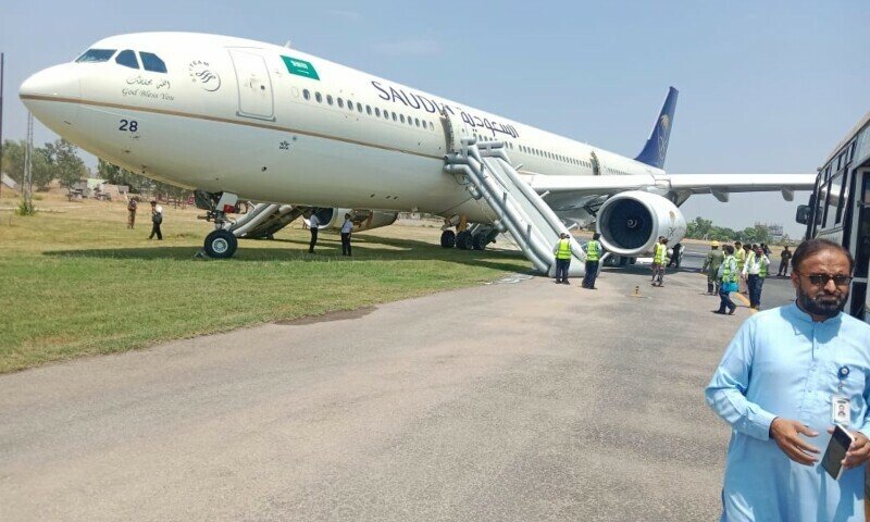 Saudi Airlines flight catches fire during landing 