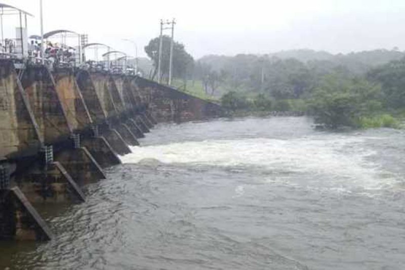 Spill gates of the Kaudulla reservoir opened