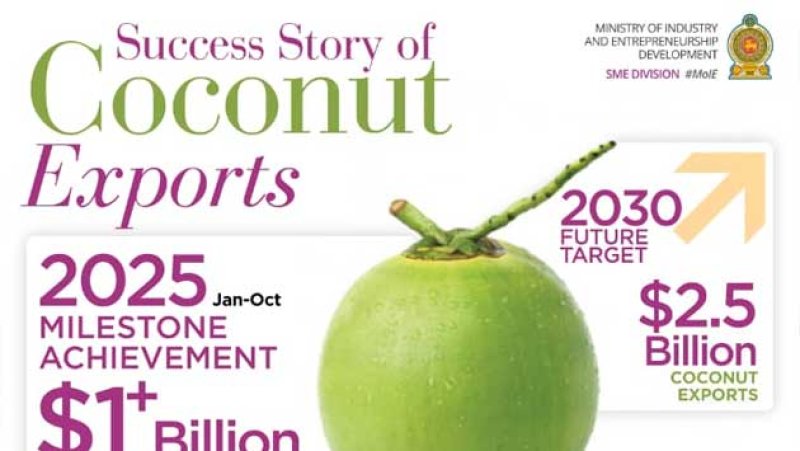 Government targets US$ 2.5 Bn in coconut export revenue