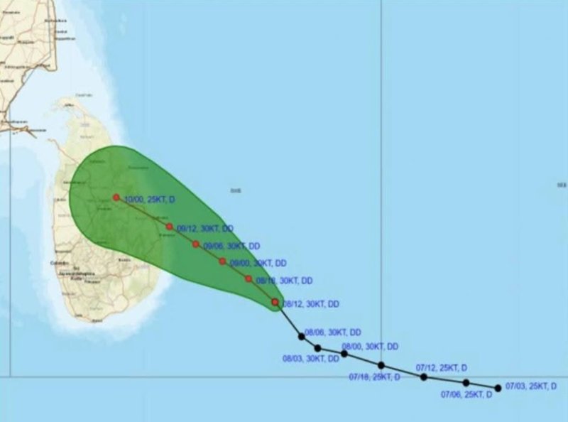 Deep depression located 200 km South east of Batticaloa