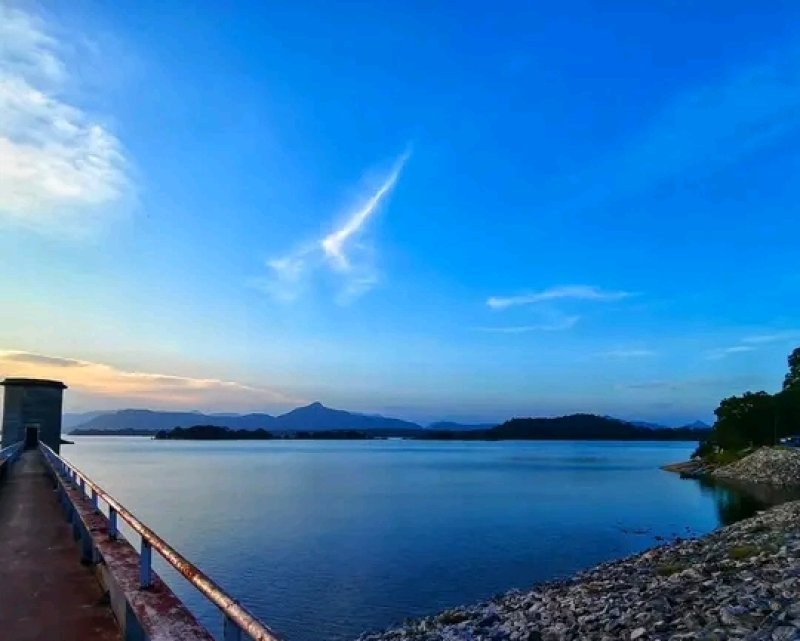 Sluice gates of the Senanayake Samudraya opened