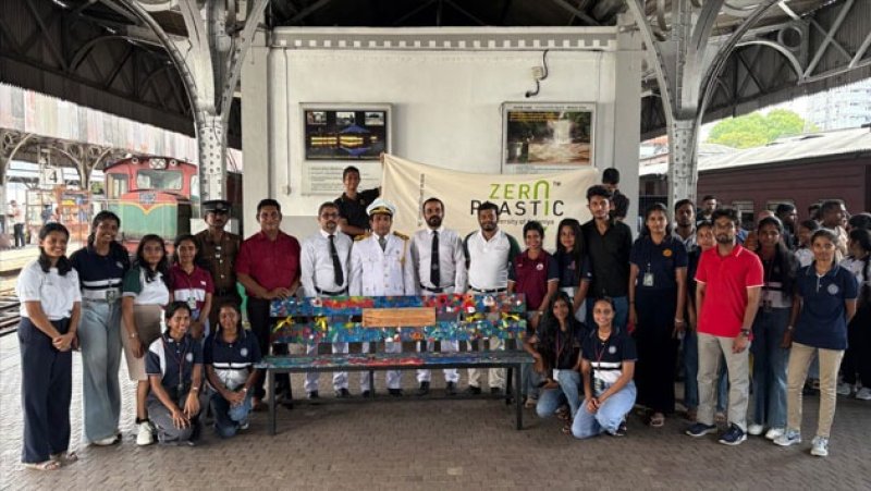Plastic waste into platform bench at Maradana station