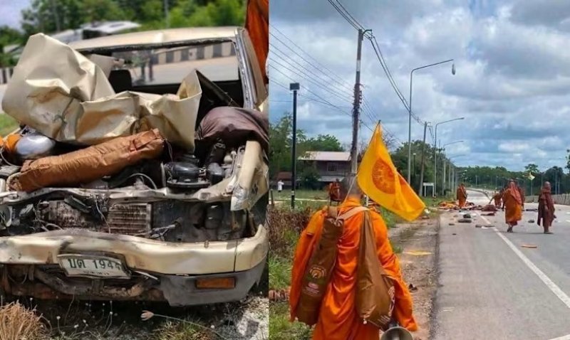 Eight Thai monks killed after boy drives truck crashes