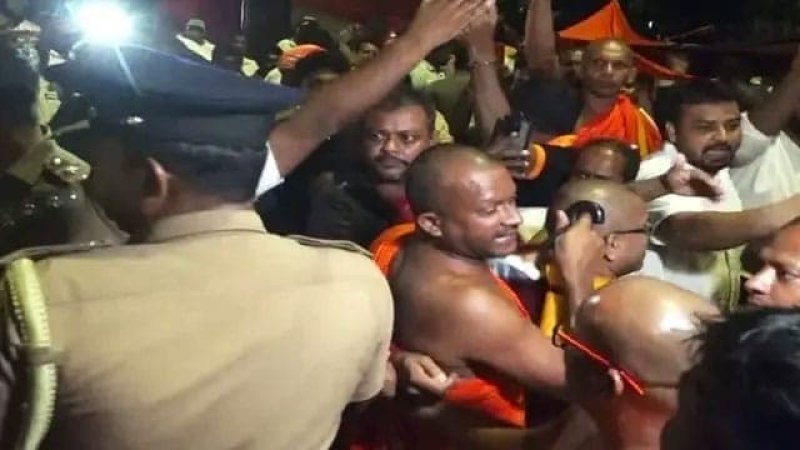 Tensions erupt at protest site in Viharamahadevi Park