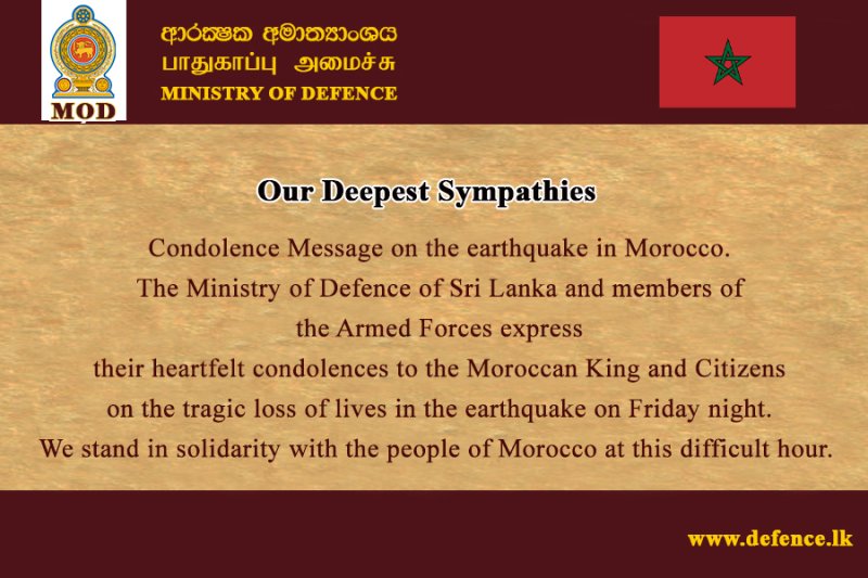 Condolence Message on the earthquake in Morocco