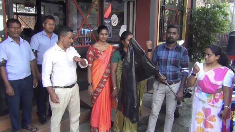 Hatton, Nuwara Eliya postal staff stage black flag protest