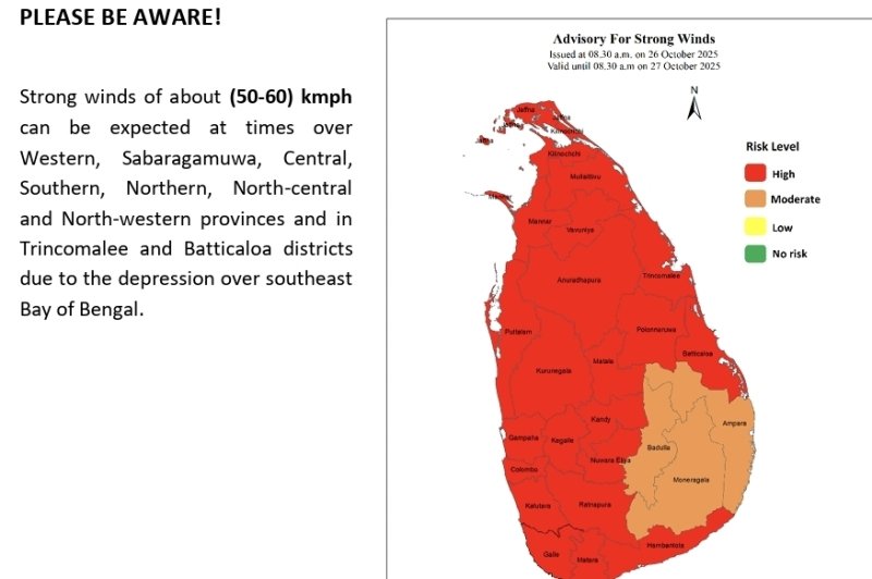 Met Dept issues strong wind warning for several provinces