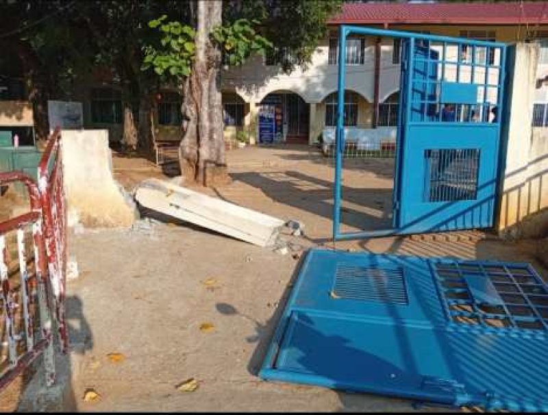 Wild elephants damage Kandaketiya primary school