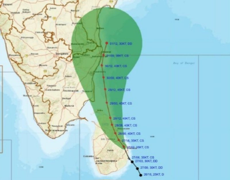 Storm &ldquo;Ditwah&rdquo;  is centered about 30km S/W  of  Trinco