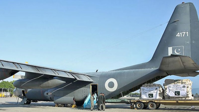 Pakistan dispatches C-130 relief flights and naval support 