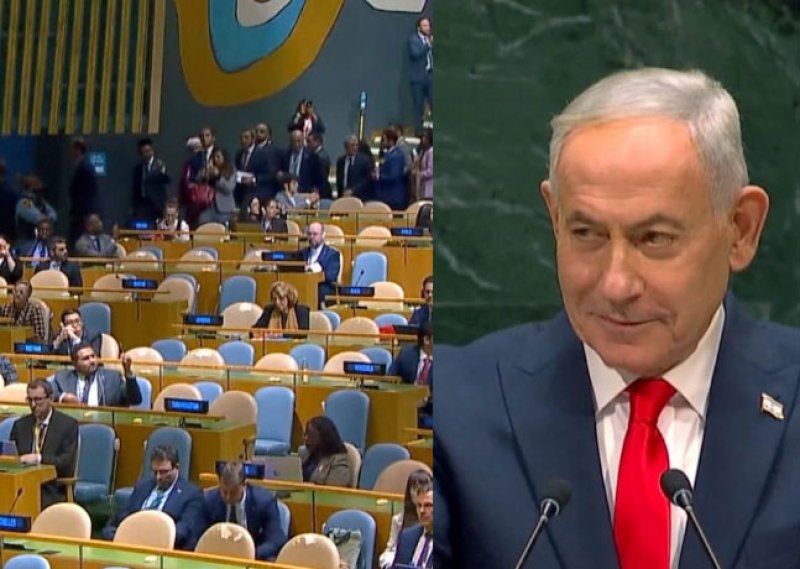 UN delegates walk out of Netanyahu speech