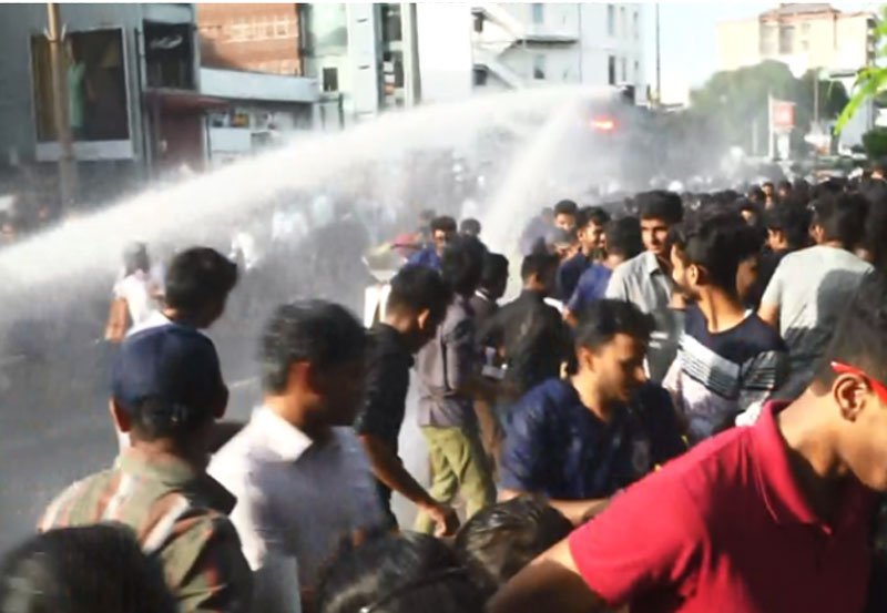Water cannons deployed to disperse medical student protest 